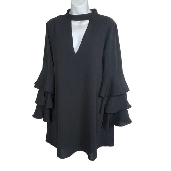 NWT Lulus‎ Dress Mini Size M Whimsigoth Goth Black Flounce Sleeve Shift - Picture 1 of 11